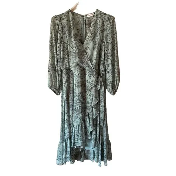 calvin klein green wrap dress Calvin Klein Women's Faux-Wrap Sleeveless Midi Dress